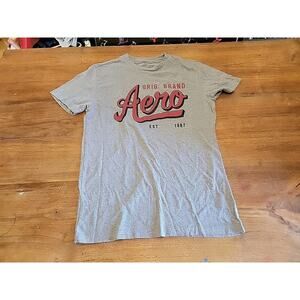 Aeropostale Logo Y2K Vintage T-Shirt Gray mens Size S